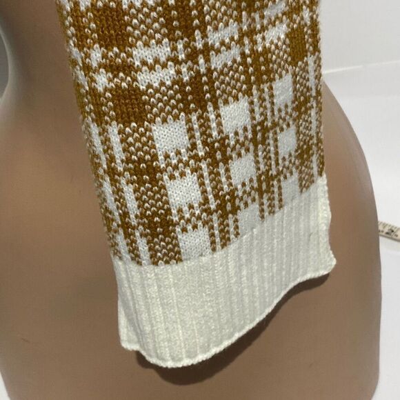 Timberland Unisex Cream Tan Buffalo Plaid Knit Rectangular Scarf One Size - Picture 2 of 7